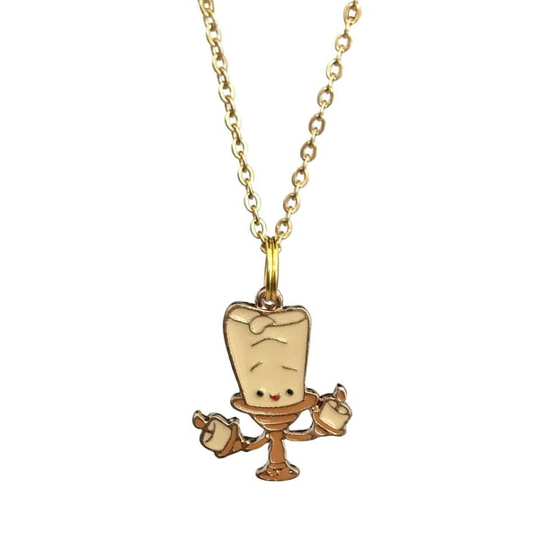 Disney Official Beauty & the Beast Gold-Plated Large Lumiere Pendant Necklace